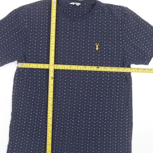 Next Men’s Blue Geometric Cotton Crew Neck T-Shirt Size S