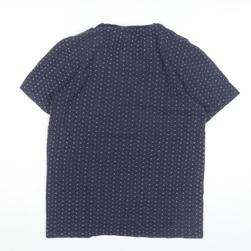 Next Men’s Blue Geometric Cotton Crew Neck T-Shirt Size S