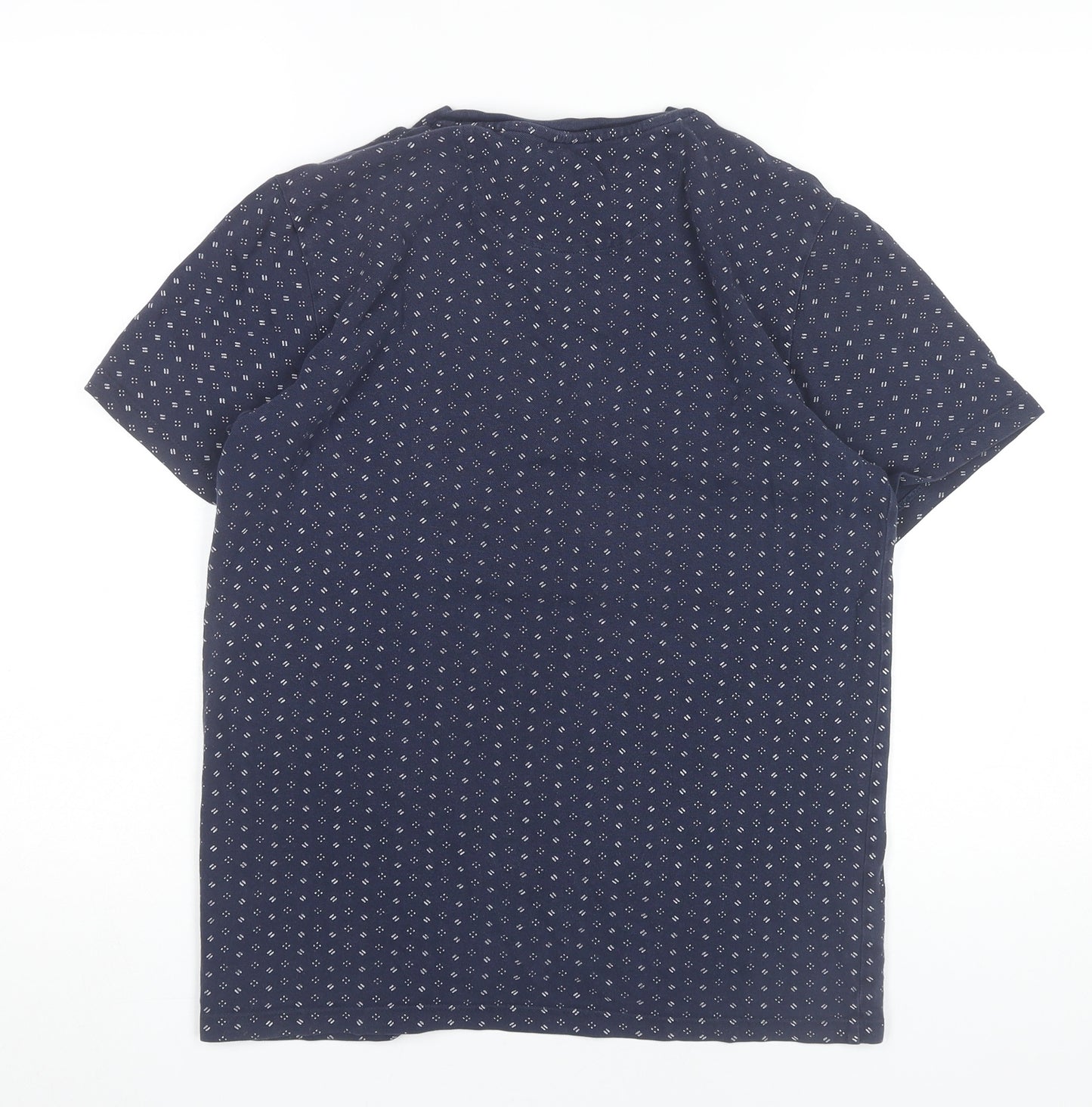 Next Men’s Blue Geometric Cotton Crew Neck T-Shirt Size S