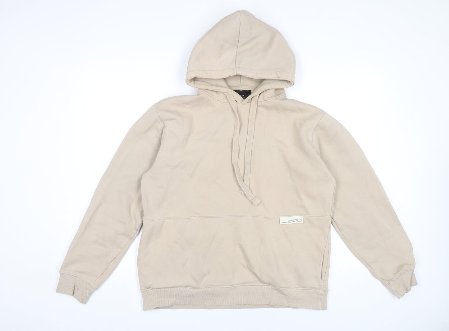 Pull&Bear Men’s Beige Pullover Hoodie M Regular Fit Cotton Blend