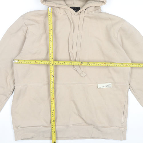 Pull&Bear Men’s Beige Pullover Hoodie M Regular Fit Cotton Blend