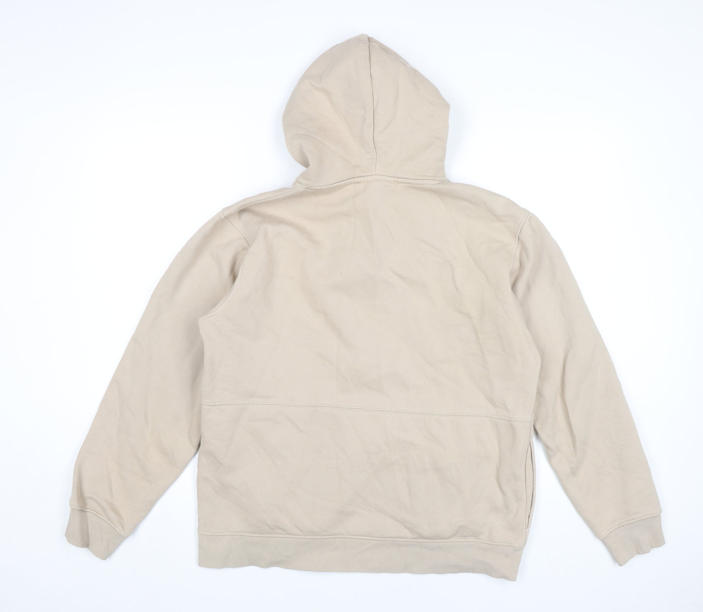 Pull&Bear Men’s Beige Pullover Hoodie M Regular Fit Cotton Blend