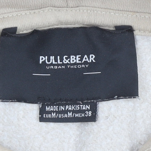 Pull&Bear Men’s Beige Pullover Hoodie M Regular Fit Cotton Blend