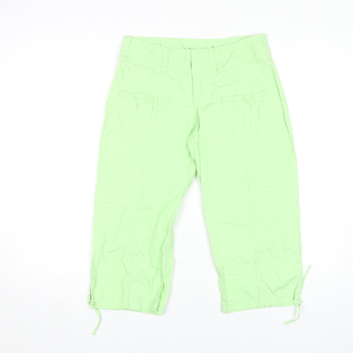 WilliWear Womens Green Cotton Capri Trousers Size 6 Lightweight