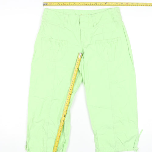 WilliWear Womens Green Cotton Capri Trousers Size 6 Lightweight