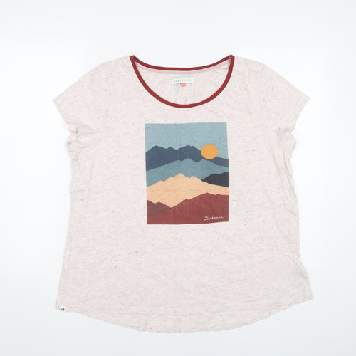 Brakeburn Women’s Pink Graphic T-Shirt Size 14 Cotton Linen