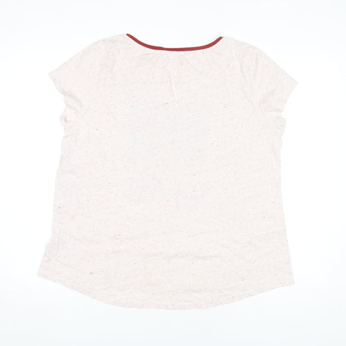 Brakeburn Women’s Pink Graphic T-Shirt Size 14 Cotton Linen
