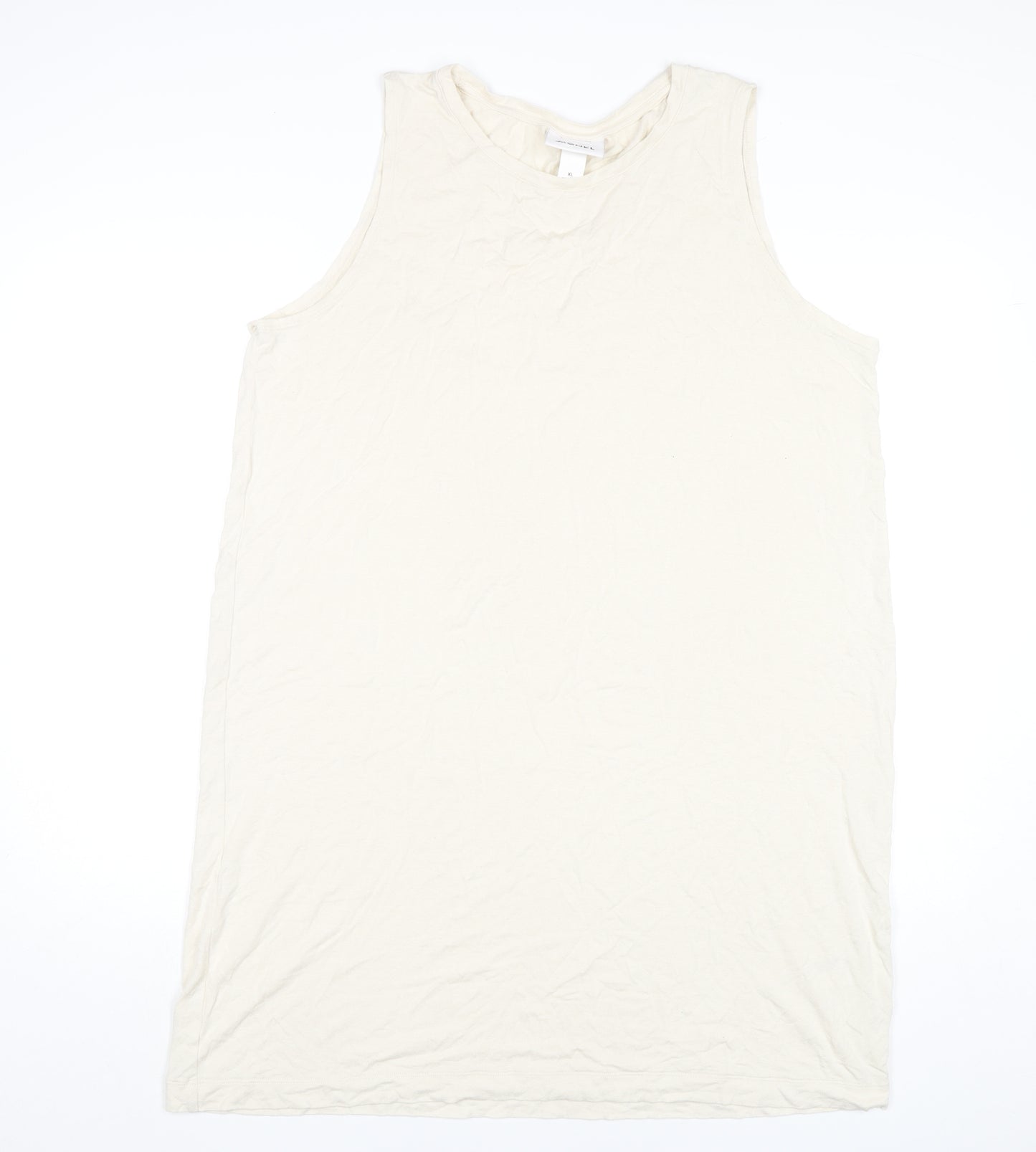 Monki Women Ivory Midi Tank Dress XL Sleeveless Viscose Casual