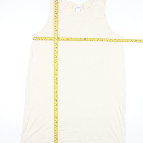 Monki Women Ivory Midi Tank Dress XL Sleeveless Viscose Casual