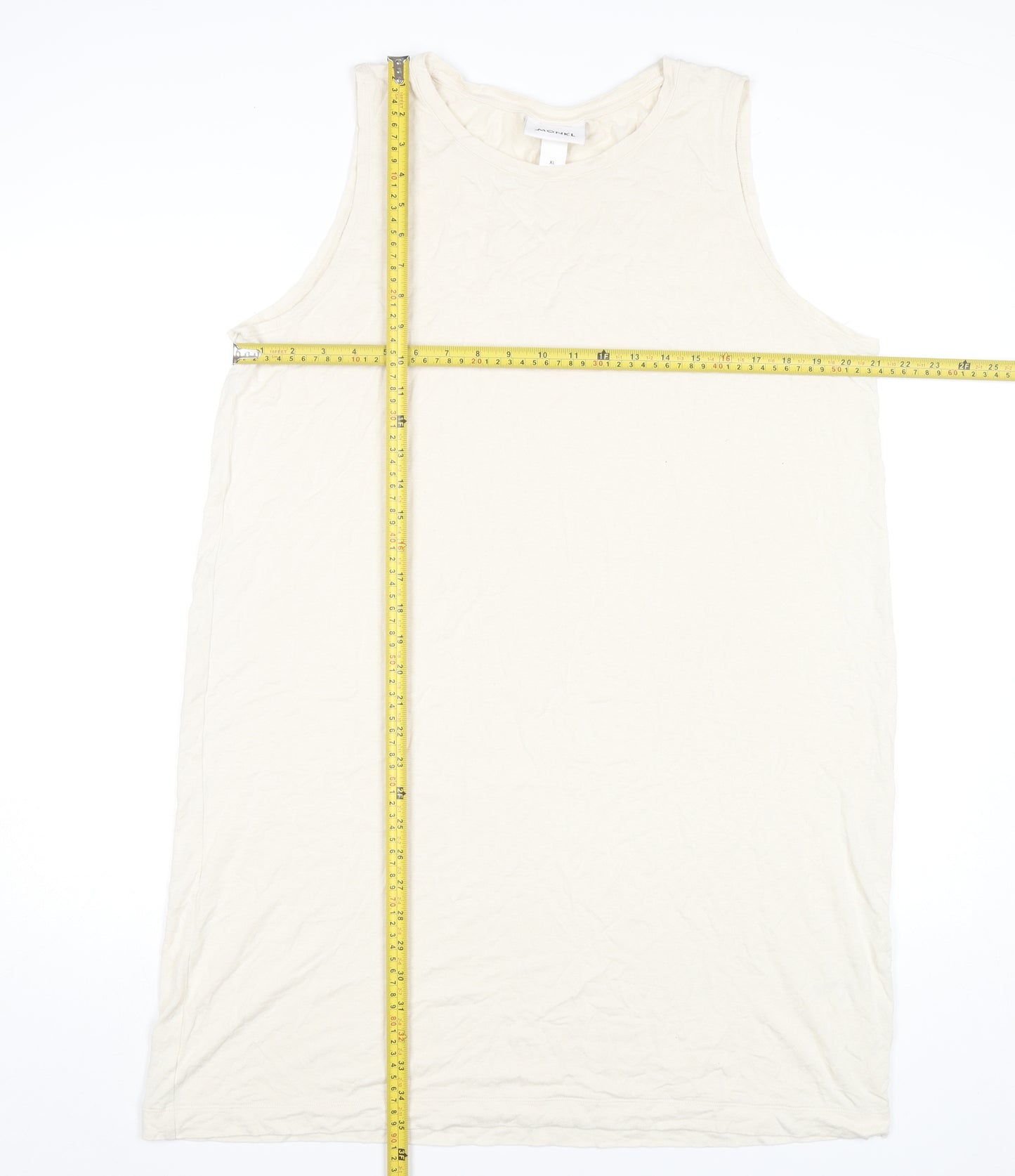 Monki Women Ivory Midi Tank Dress XL Sleeveless Viscose Casual