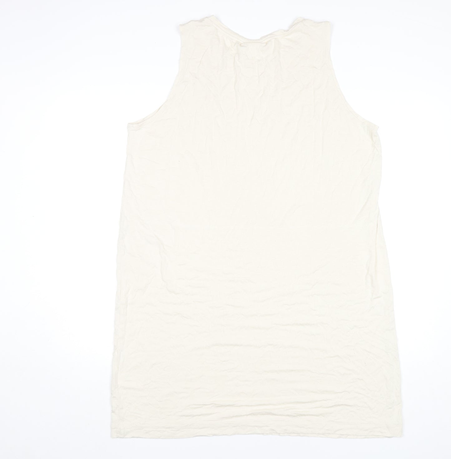 Monki Women Ivory Midi Tank Dress XL Sleeveless Viscose Casual