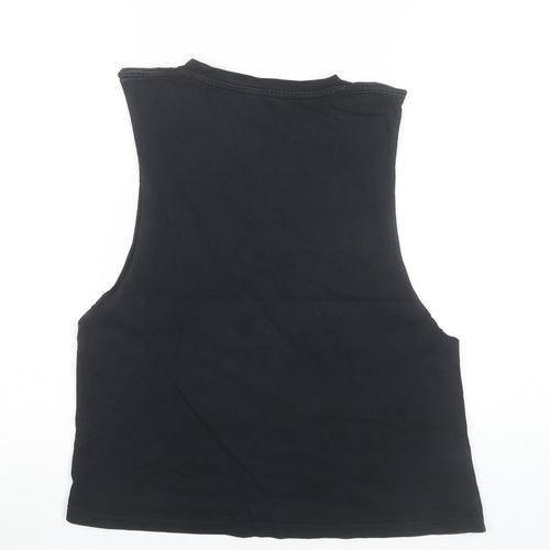 Bitchingandjunkfood Womens Black Crop Tank Top Size M Sleeveless Casual