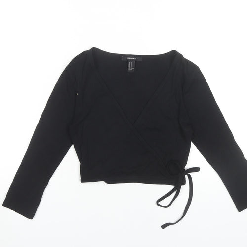 Forever 21 Women’s Black Wrap Blouse Size M Long Sleeve V-Neck
