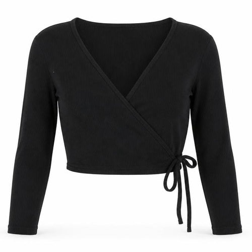 Forever 21 Women’s Black Wrap Blouse Size M Long Sleeve V-Neck