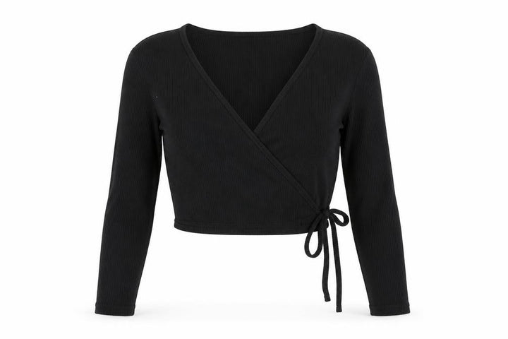 Forever 21 Women’s Black Wrap Blouse Size M Long Sleeve V-Neck