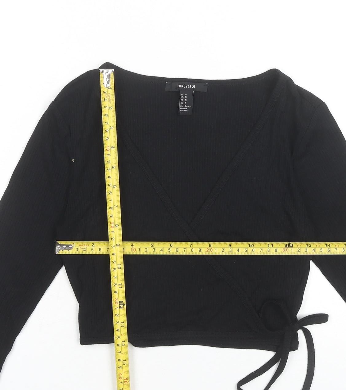 Forever 21 Women’s Black Wrap Blouse Size M Long Sleeve V-Neck