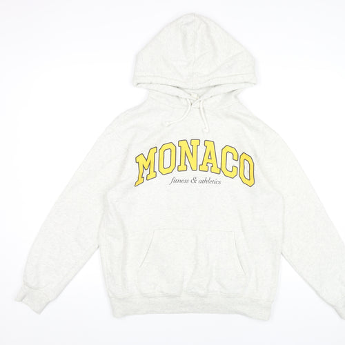 H&M Womens Grey Hoodie XS Monaco Print Pullover Sweatshirt