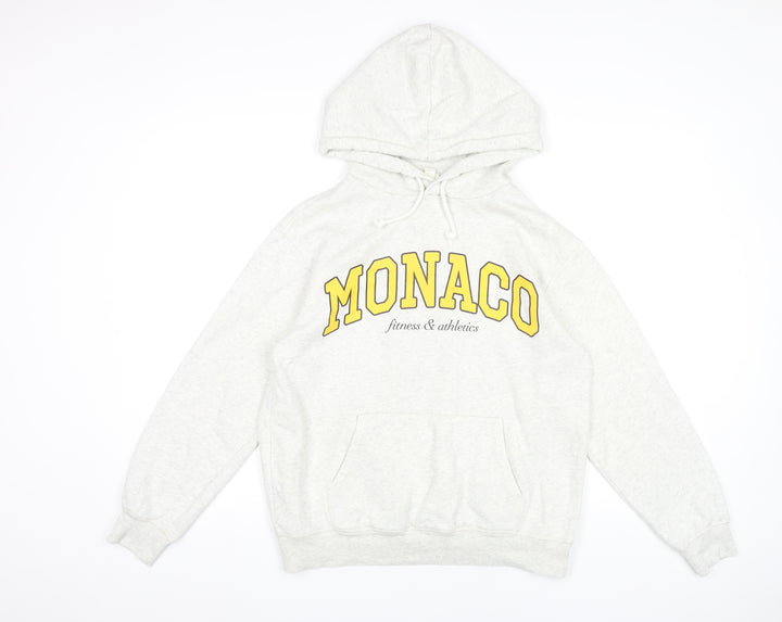 H&M Womens Grey Hoodie XS Monaco Print Pullover Sweatshirt