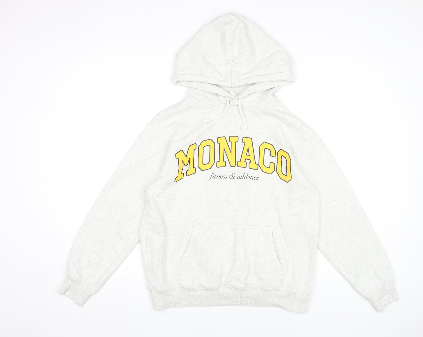 H&M Womens Grey Hoodie XS Monaco Print Pullover Sweatshirt