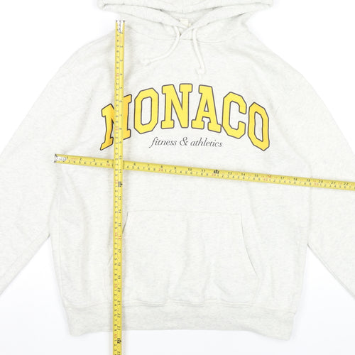 H&M Womens Grey Hoodie XS Monaco Print Pullover Sweatshirt