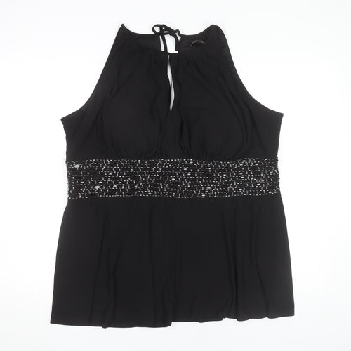 R&M Richards Women’s Black Beaded Halter Tunic Blouse Size 22 Plus