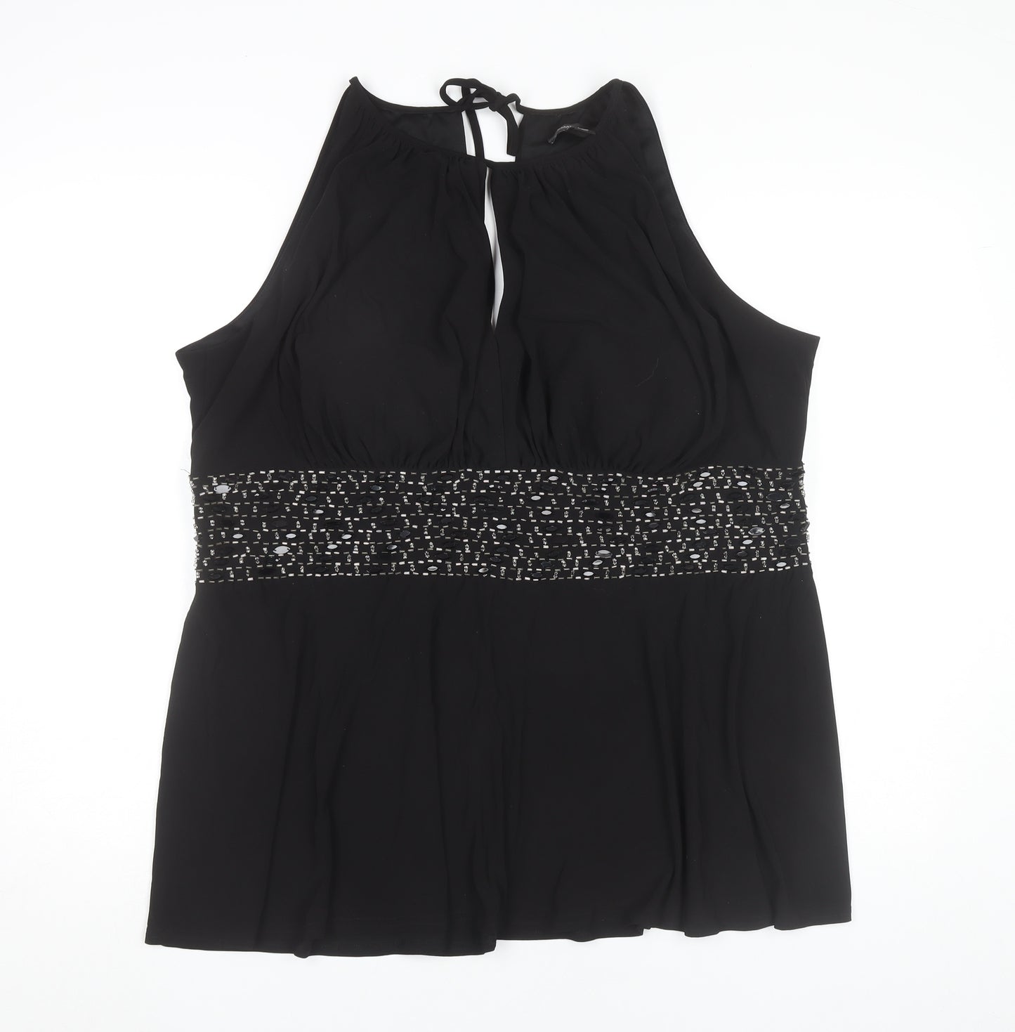 R&M Richards Women’s Black Beaded Halter Tunic Blouse Size 22 Plus