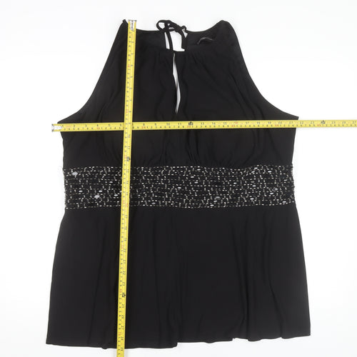 R&M Richards Women’s Black Beaded Halter Tunic Blouse Size 22 Plus