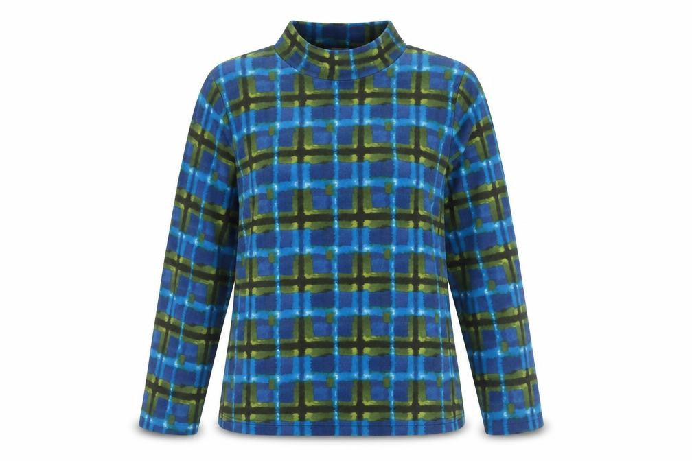 Front view of Warehouse Women’s Multicoloured Long Sleeve Mock Neck Top, size L