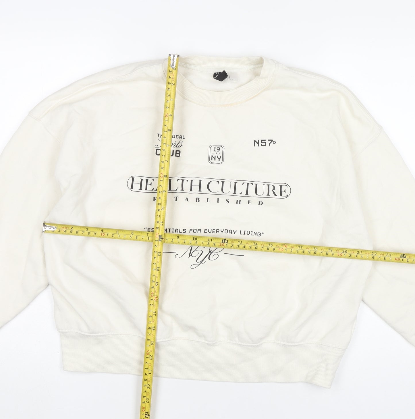 H&M Divided Women’s White Graphic Sweatshirt M Cotton Blend