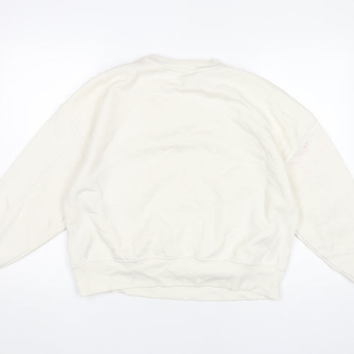 H&M Divided Women’s White Graphic Sweatshirt M Cotton Blend