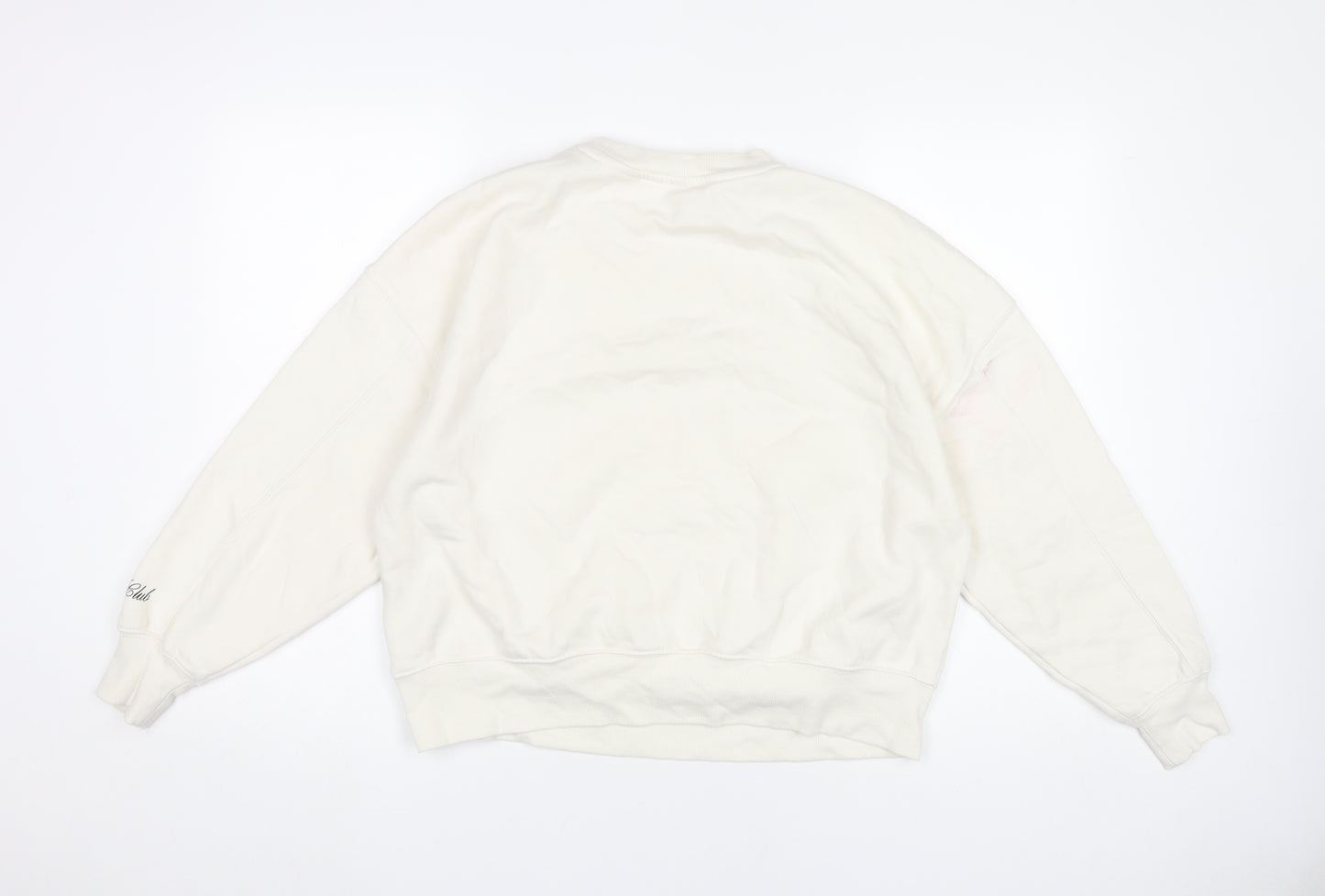 H&M Divided Women’s White Graphic Sweatshirt M Cotton Blend