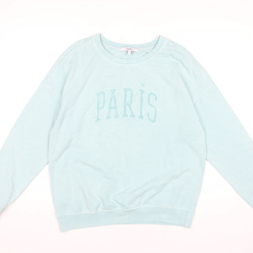 Next Womens Blue Small Pullover Sweatshirt Paris Logo Cotton