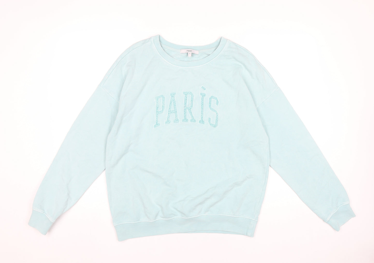Next Womens Blue Small Pullover Sweatshirt Paris Logo Cotton