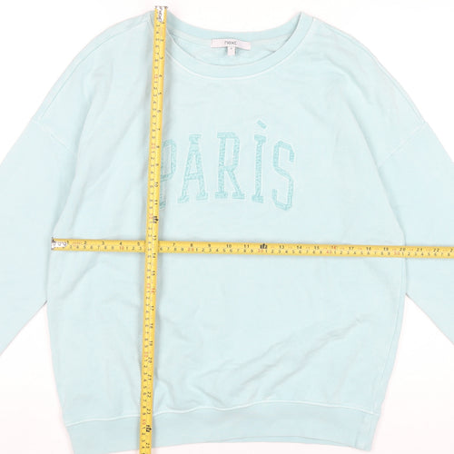 Next Womens Blue Small Pullover Sweatshirt Paris Logo Cotton
