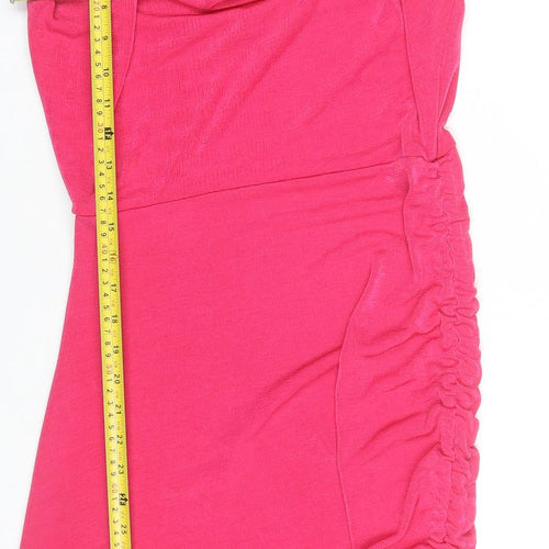 Pink Vanilla Womens Pink Bodycon Halter Ruched Dress Size 12