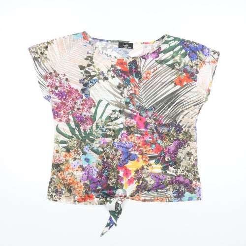 Wallis Womens Multicoloured Floral T-Shirt UK M Summer Casual Top