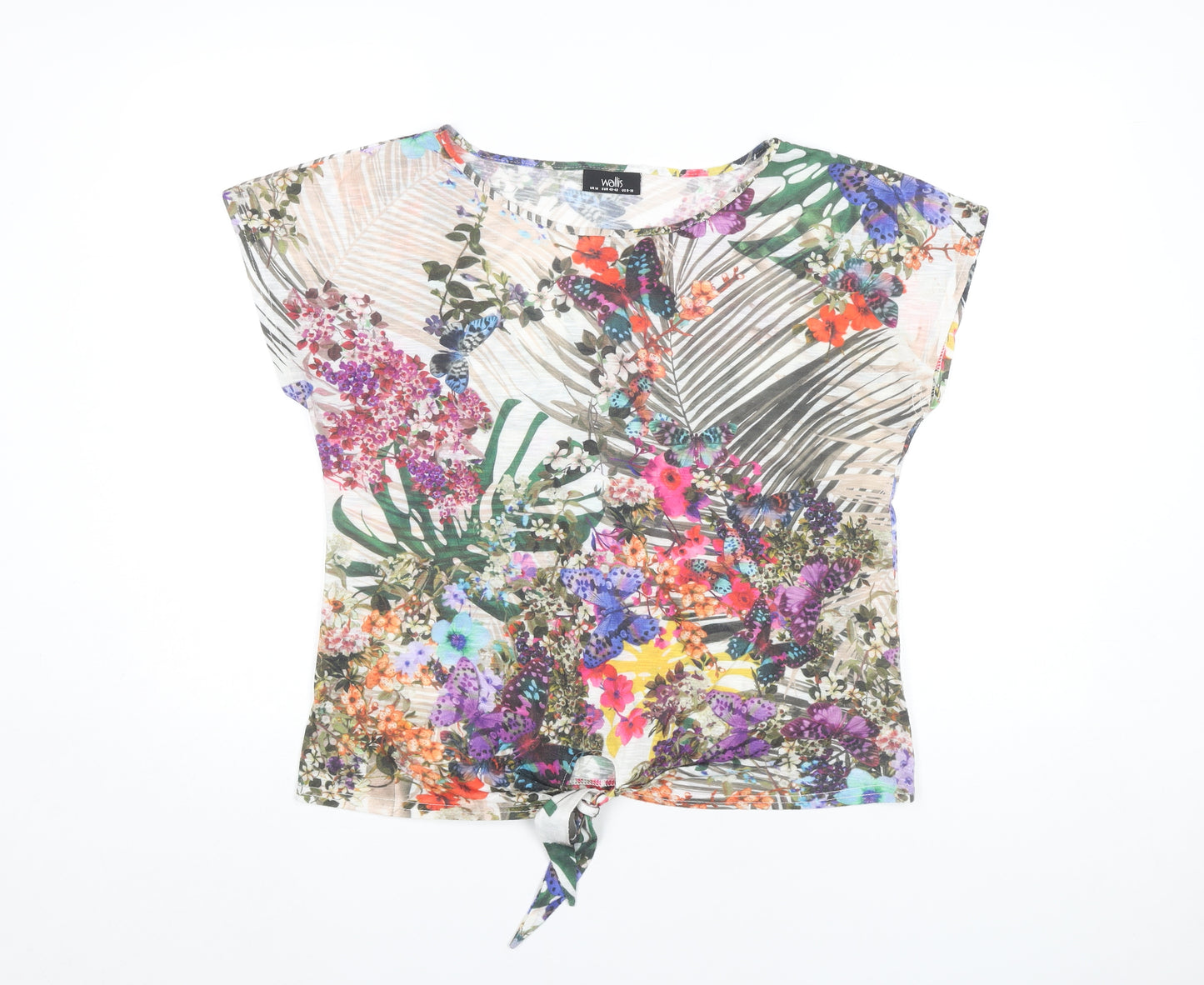 Wallis Womens Multicoloured Floral T-Shirt UK M Summer Casual Top