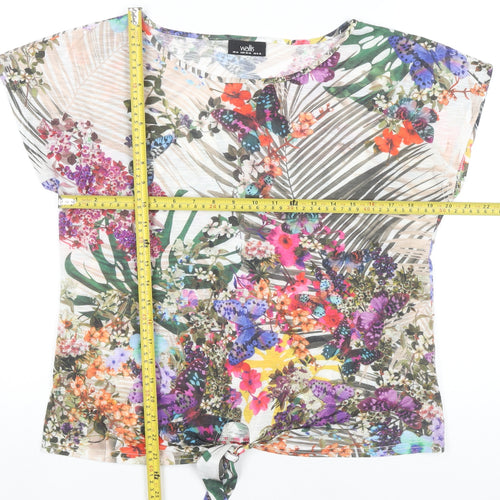 Wallis Womens Multicoloured Floral T-Shirt UK M Summer Casual Top