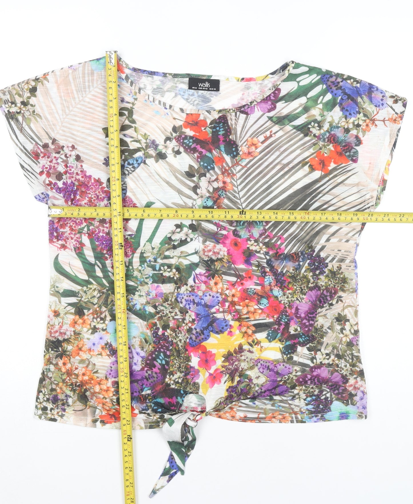 Wallis Womens Multicoloured Floral T-Shirt UK M Summer Casual Top