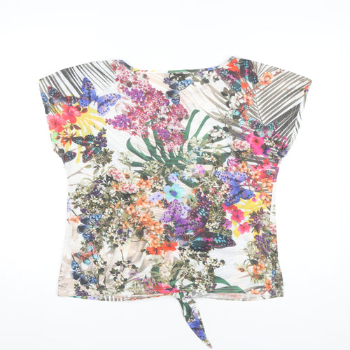 Wallis Womens Multicoloured Floral T-Shirt UK M Summer Casual Top