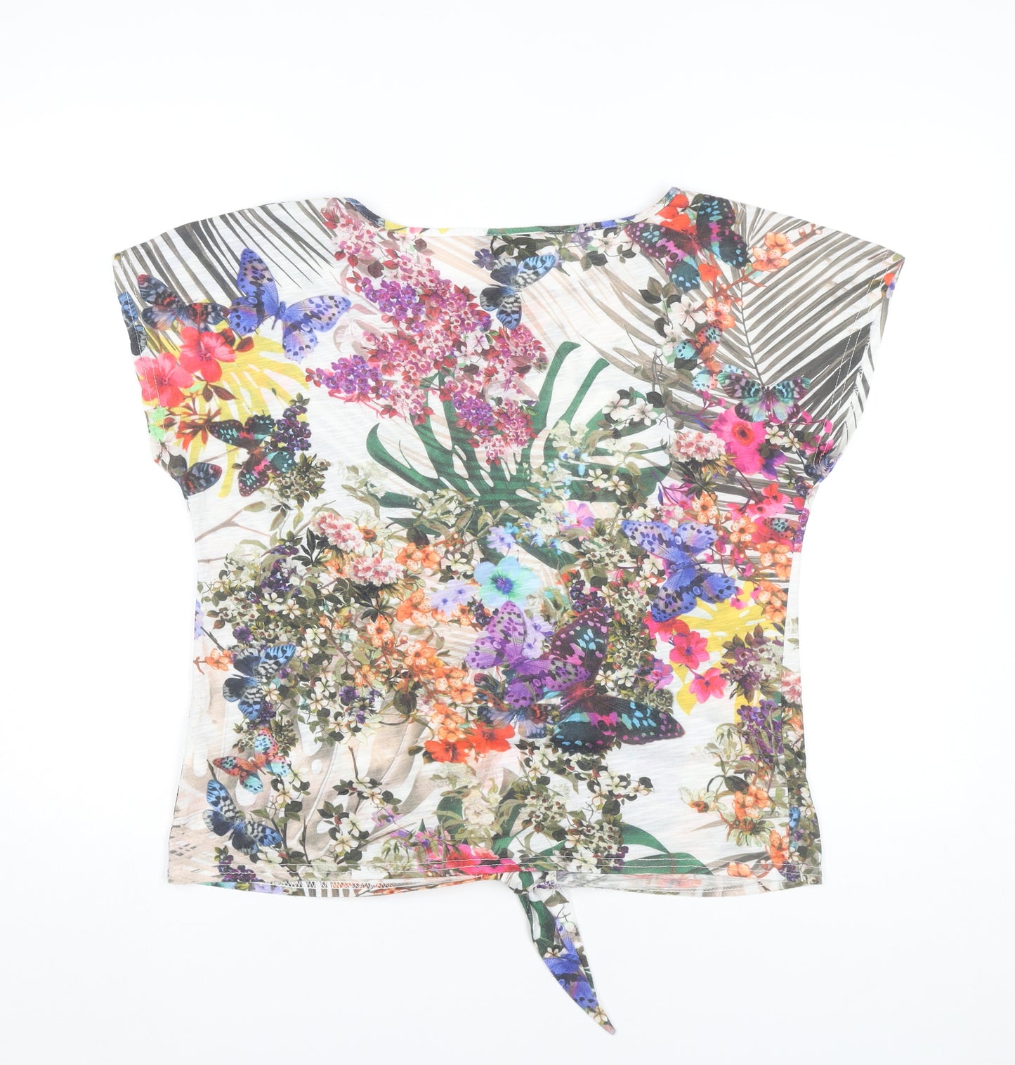 Wallis Womens Multicoloured Floral T-Shirt UK M Summer Casual Top