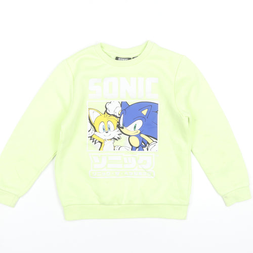 Sonic The Hedgehog Boys Green Sweatshirt 7-8 Years Pullover Crew Neck