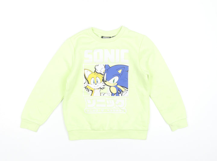Sonic The Hedgehog Boys Green Sweatshirt 7-8 Years Pullover Crew Neck