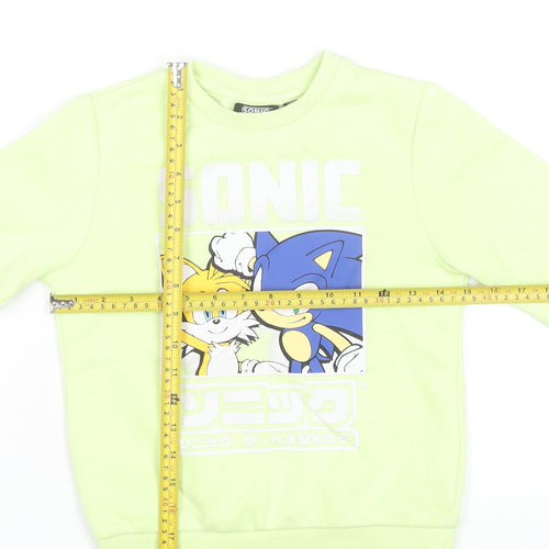 Sonic The Hedgehog Boys Green Sweatshirt 7-8 Years Pullover Crew Neck