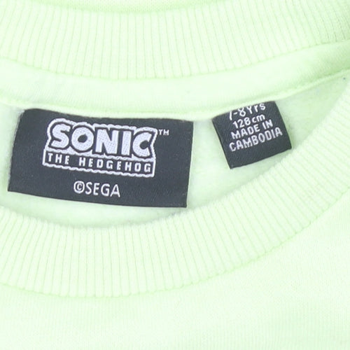 Sonic The Hedgehog Boys Green Sweatshirt 7-8 Years Pullover Crew Neck