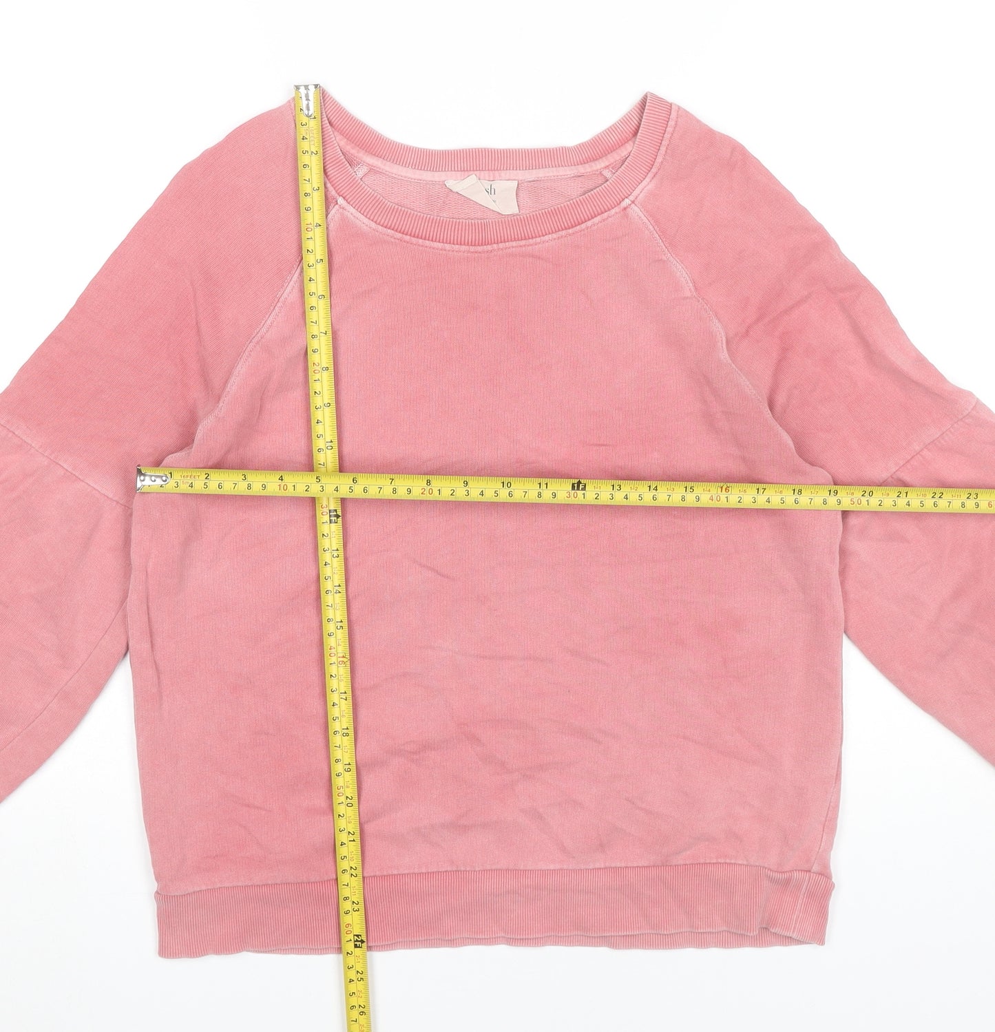 Hush Women Pink Cotton Sweatshirt Size S Pullover Crew Neck