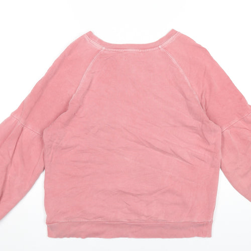 Hush Women Pink Cotton Sweatshirt Size S Pullover Crew Neck