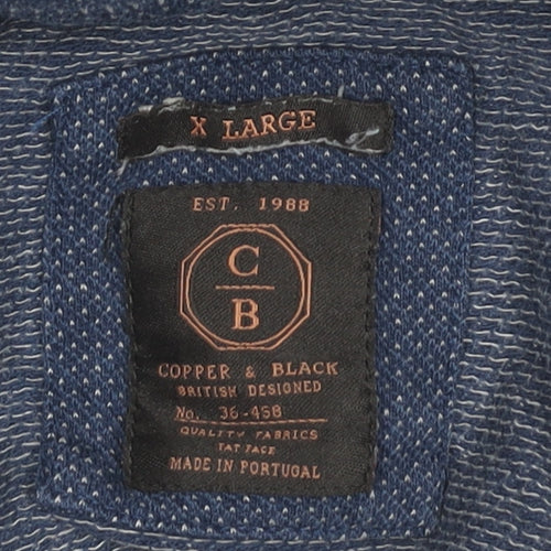 Copper & Black Men’s Blue XL Cotton Polo Shirt Short Sleeve Casual