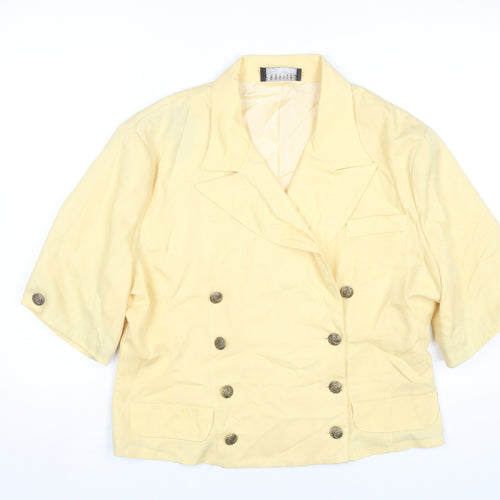Profiles Womens Yellow Blazer UK 18 Half Sleeve Vintage Lined