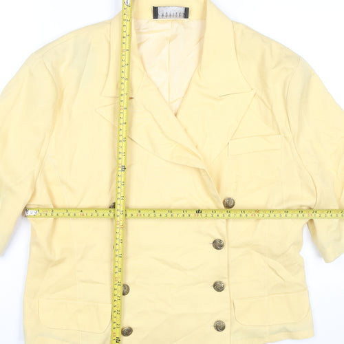 Profiles Womens Yellow Blazer UK 18 Half Sleeve Vintage Lined
